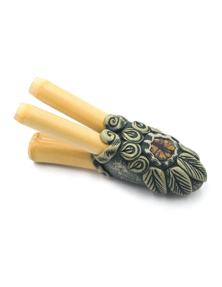 Kuripe en bambou – Double Barrel – tubes et tranche de liane, seconde vue