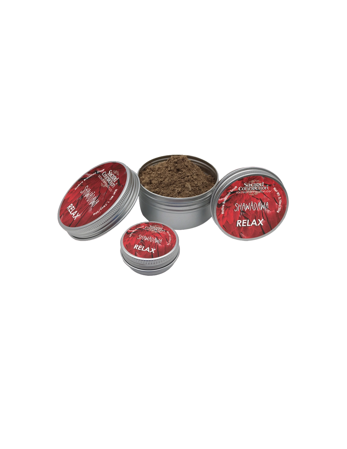 Rapé Shawãdawa – Catinga-de-Mulata – trois boîtes étiquetées, dont une ouverte