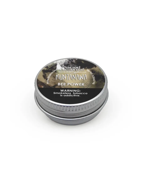 Rapé Kuntanawa – Propolis – boîte métallique de 10 g fermée, étiquette du fournisseur sur le couvercle