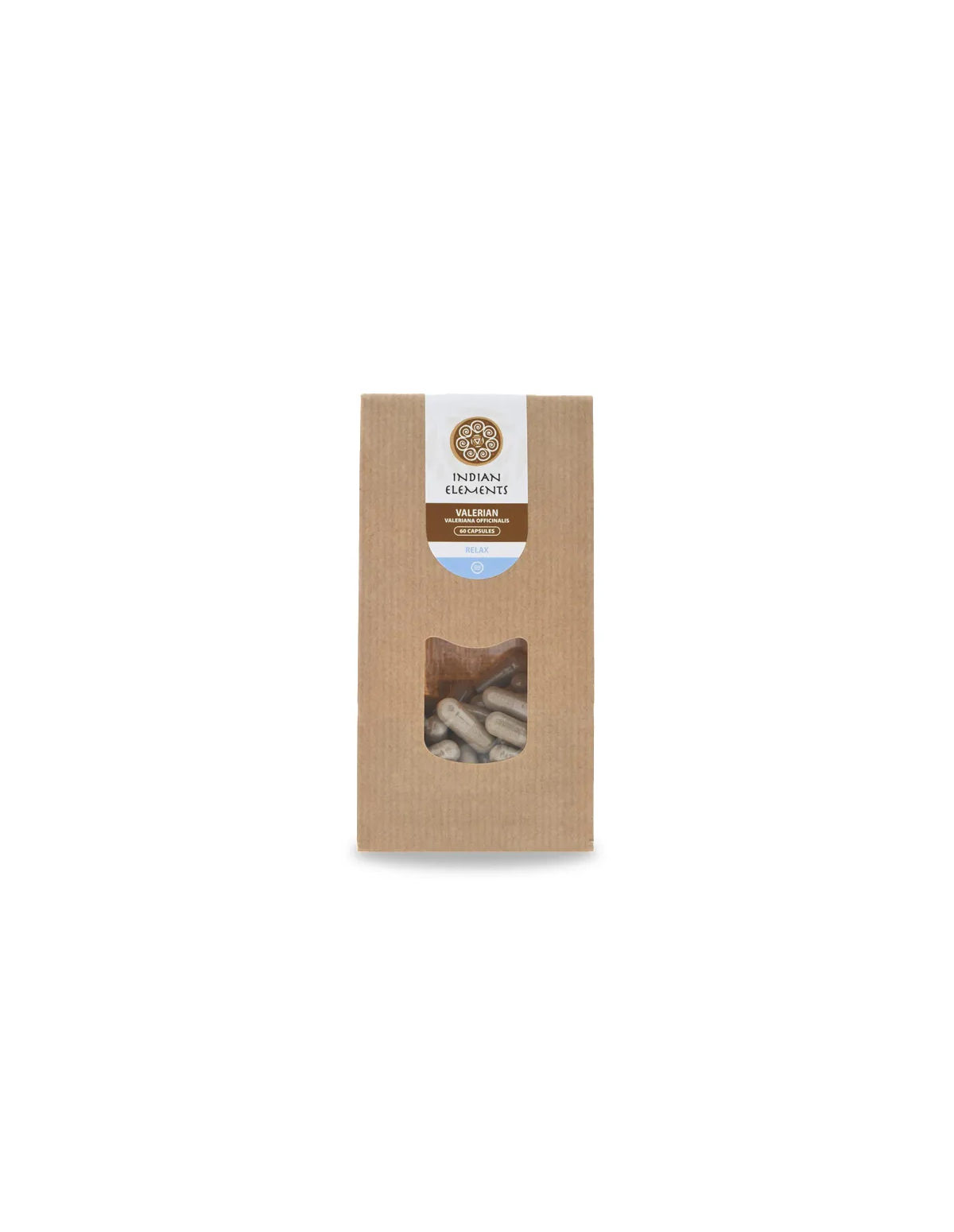 Valériane – sachet kraft Indian Elements à fenêtre, gélules visibles