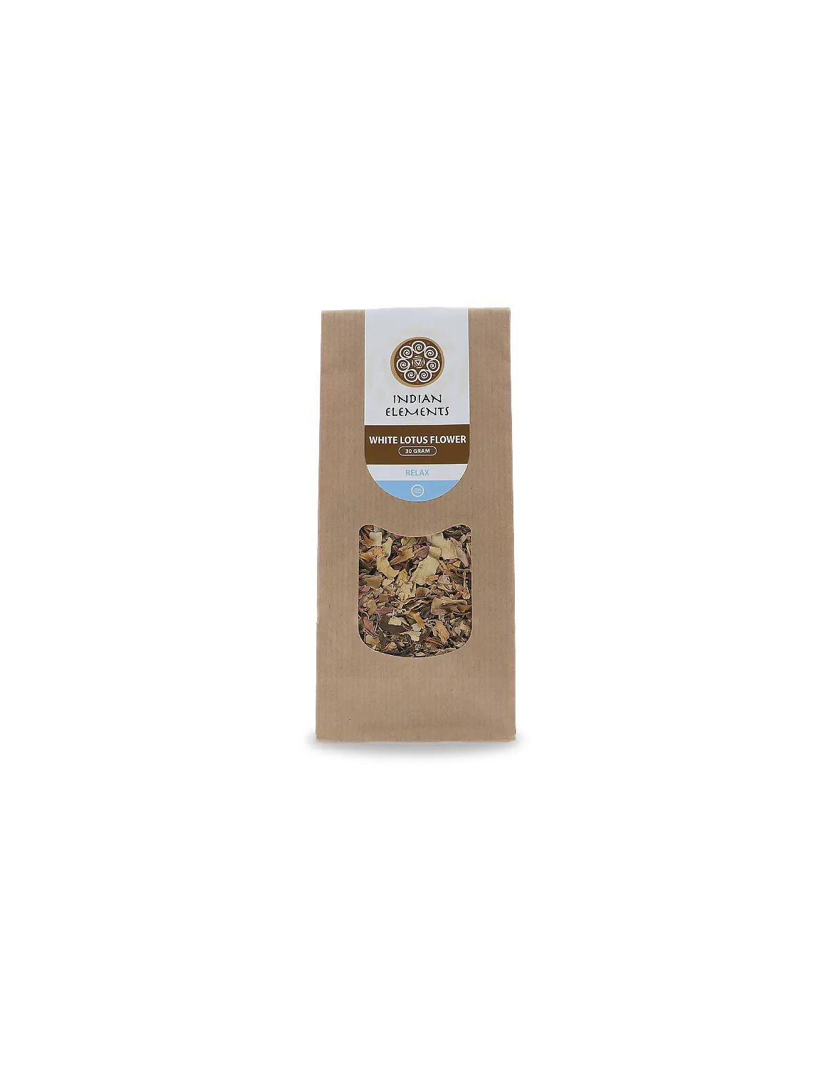 Fleur de lotus blanc – sachet kraft Indian Elements avec fenêtre