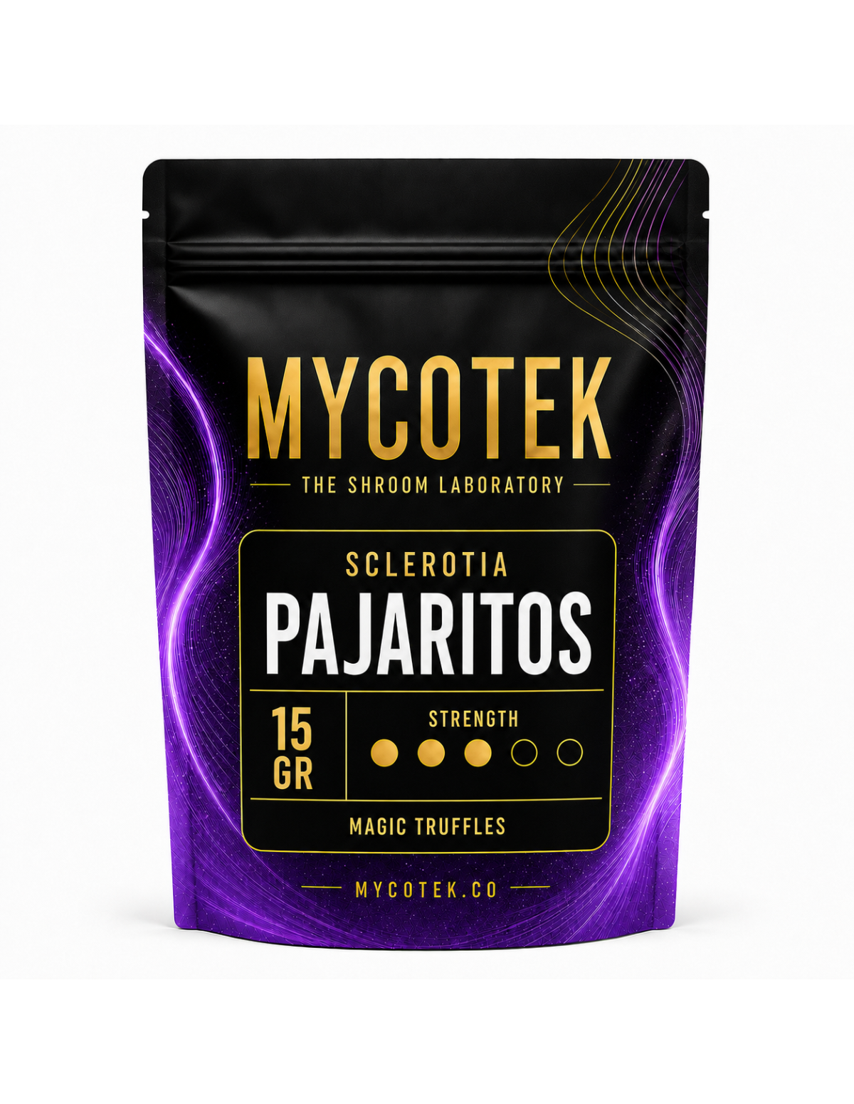 Truffes magiques Psilocybe Pajaritos – Mycotek – sachet de 15 g, vue de face