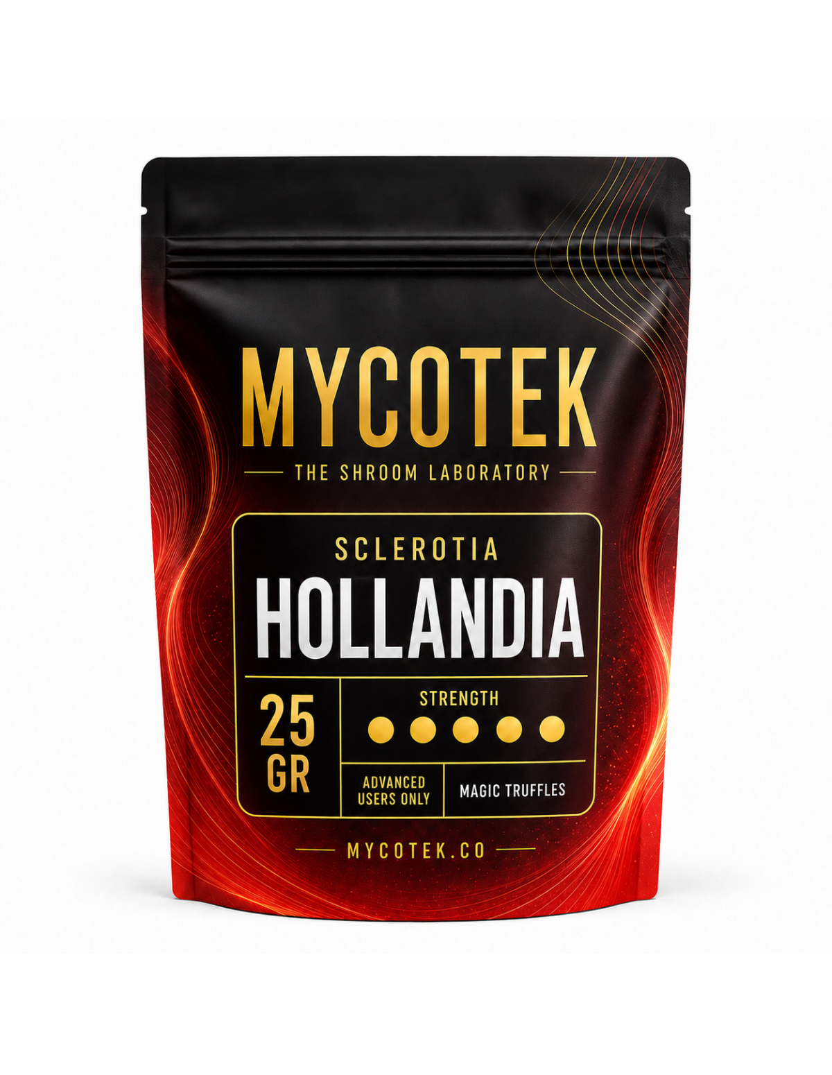 Truffes magiques Psilocybe Hollandia – Mycotek – sachet de 25 g, face avant
