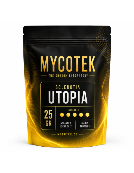 Truffes magiques Psilocybe Utopia – Mycotek – sachet de 25 g, vue de face
