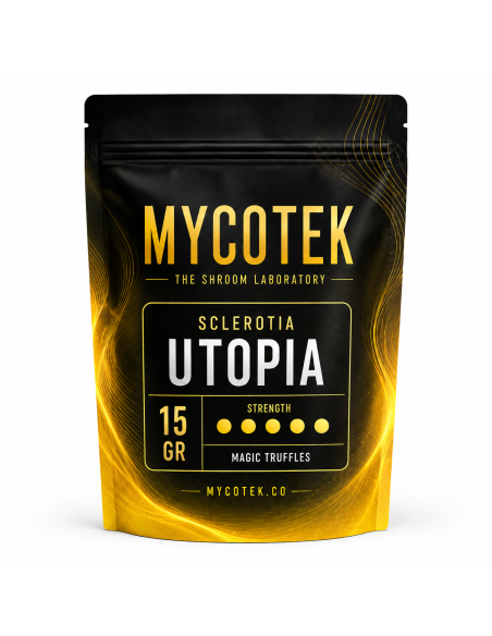 Truffes magiques Psilocybe Utopia – Mycotek – sachet de 15 g, vue de face