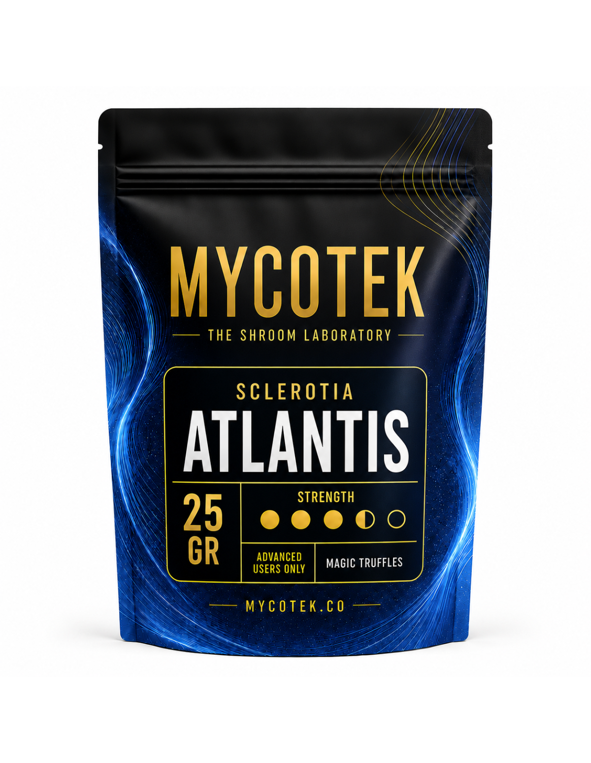 Truffes magiques Psilocybe Atlantis – Mycotek – sachet de 25 g, vue de face
