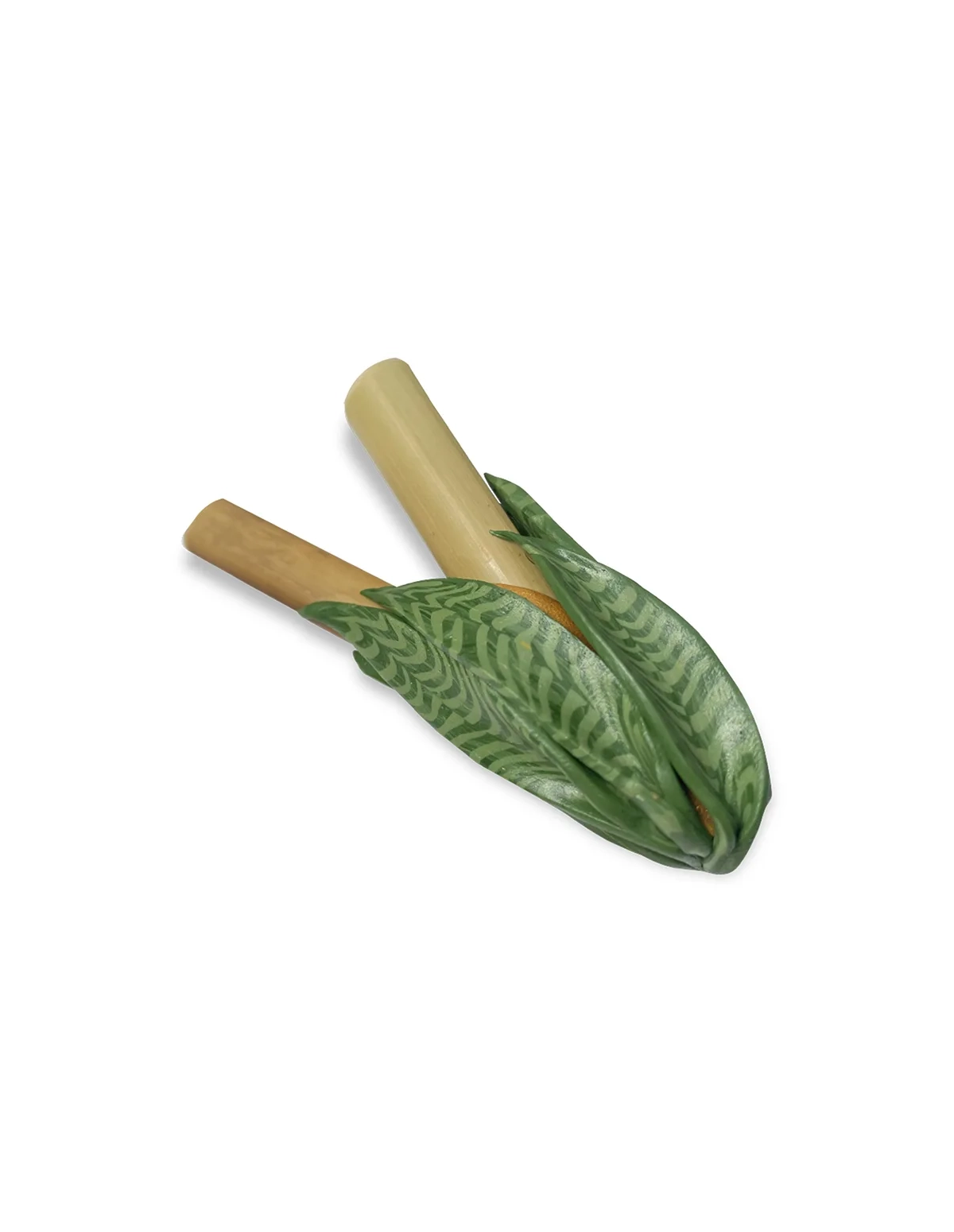 Kuripe en bambou – Garden – deux tubes en V et feuilles vertes modelées en forme d’épée
