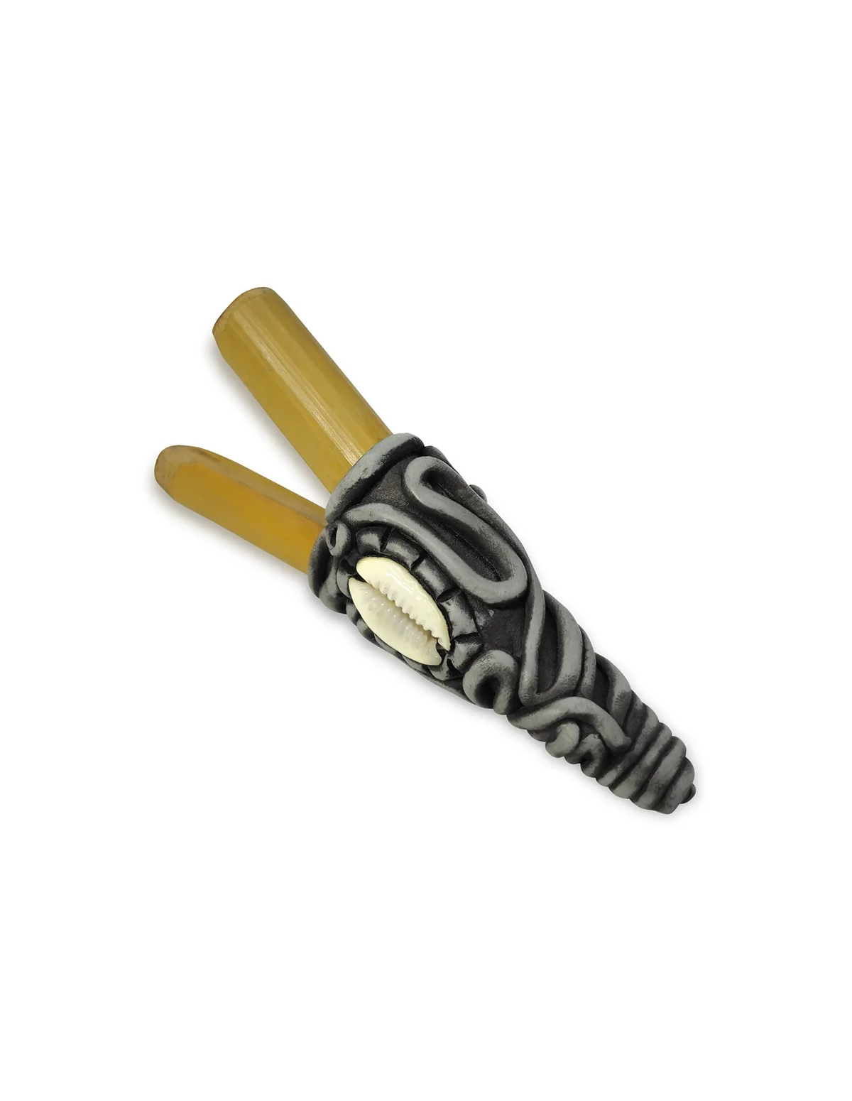 Kuripe en bambou – Senna – monture en résine grise et noire avec cauri