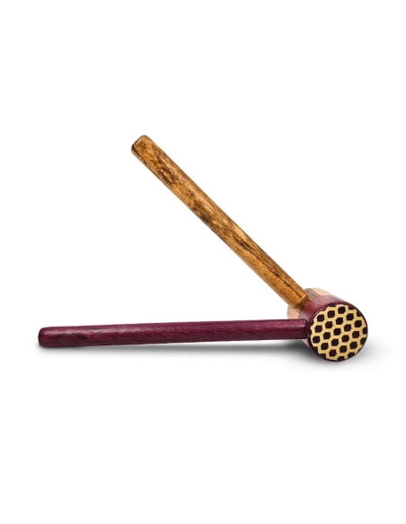Kuripe réglable – Honey Comb – tubes violet et bois naturel, face de jonction en nid d’abeille