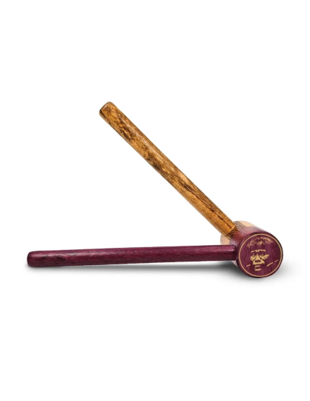 Kuripe réglable en bois dur – Pajé – tubes violet et bois naturel, articulation gravée