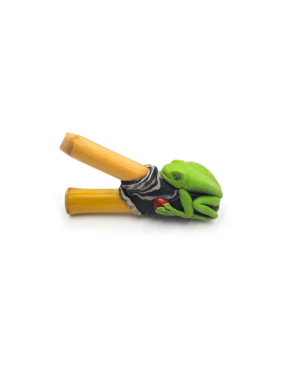 Kuripe en bambou – Kambo – tubes de bambou en V, grenouille et perle rouge