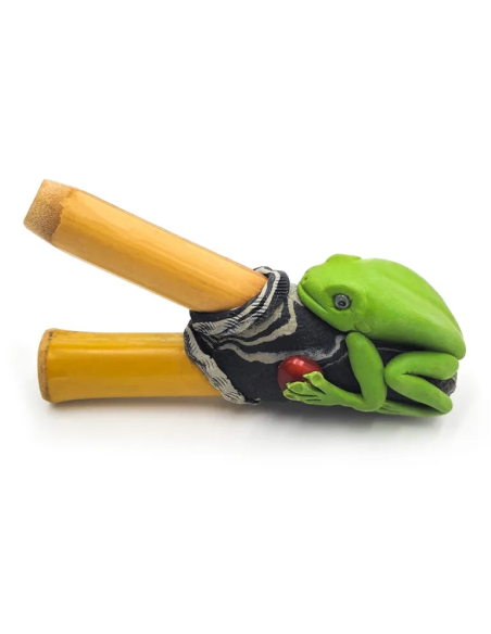 Kuripe en bambou – Kambo – tubes de bambou en V, grenouille et perle rouge