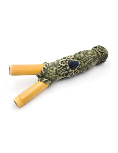 Kuripe avec réservoir à rapé – face avec insert bleu foncé