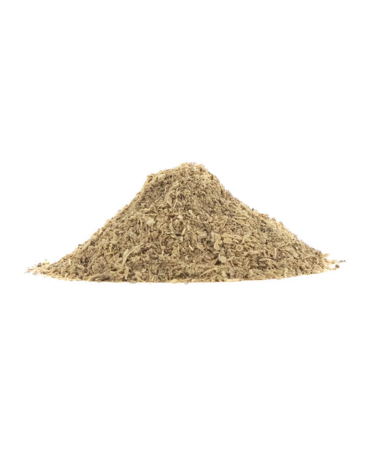 Kanna en poudre fine (Sceletium tortuosum) – Thaïlande – petit tas de poudre, gros plan