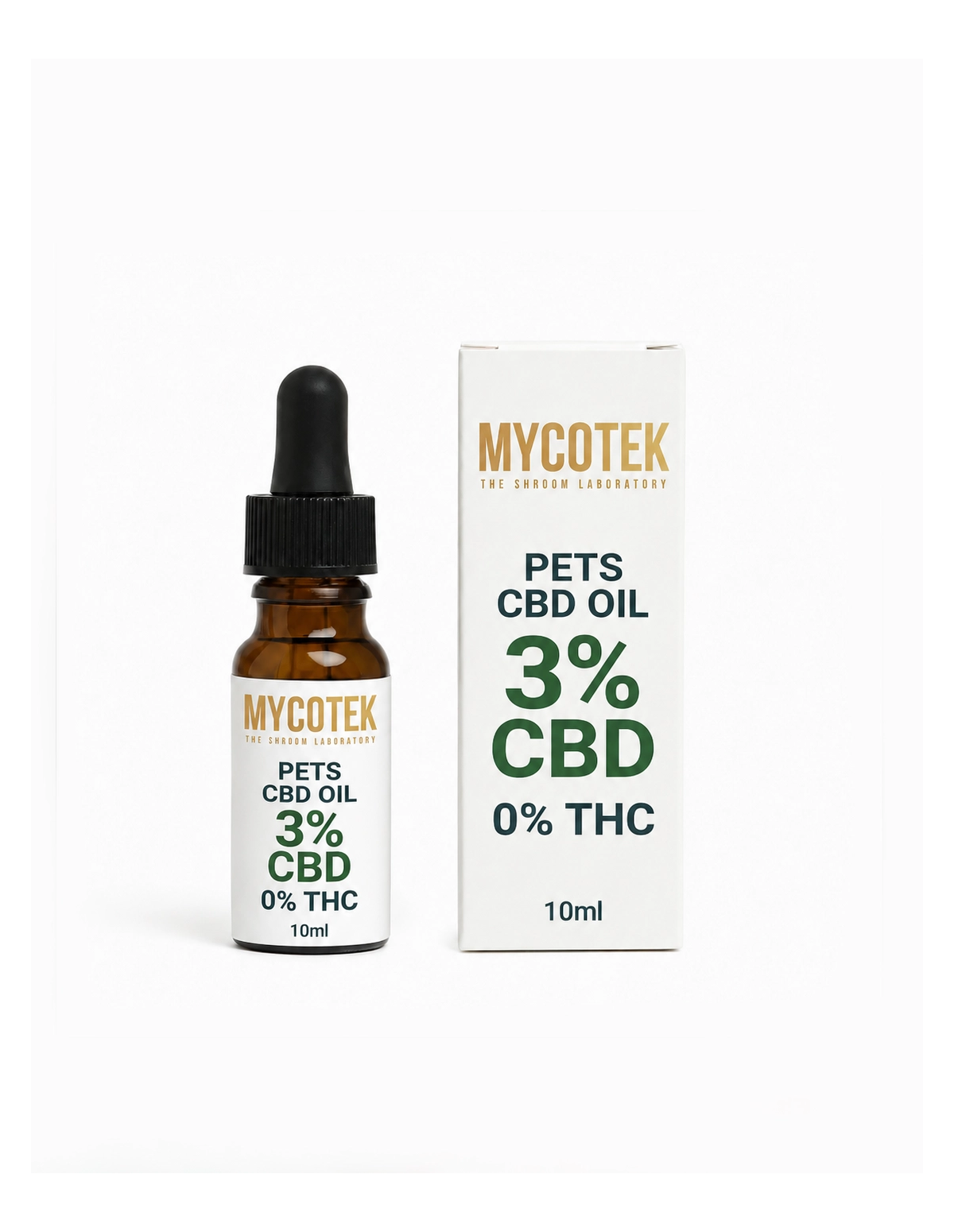 Huile de CBD 3 % – Mycotek, 10 ml – flacon et étui