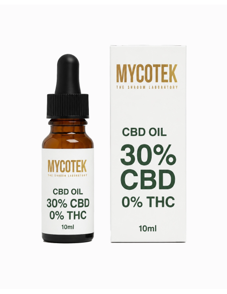 Huile de CBD 30 % – Mycotek, 10 ml – flacon et étui