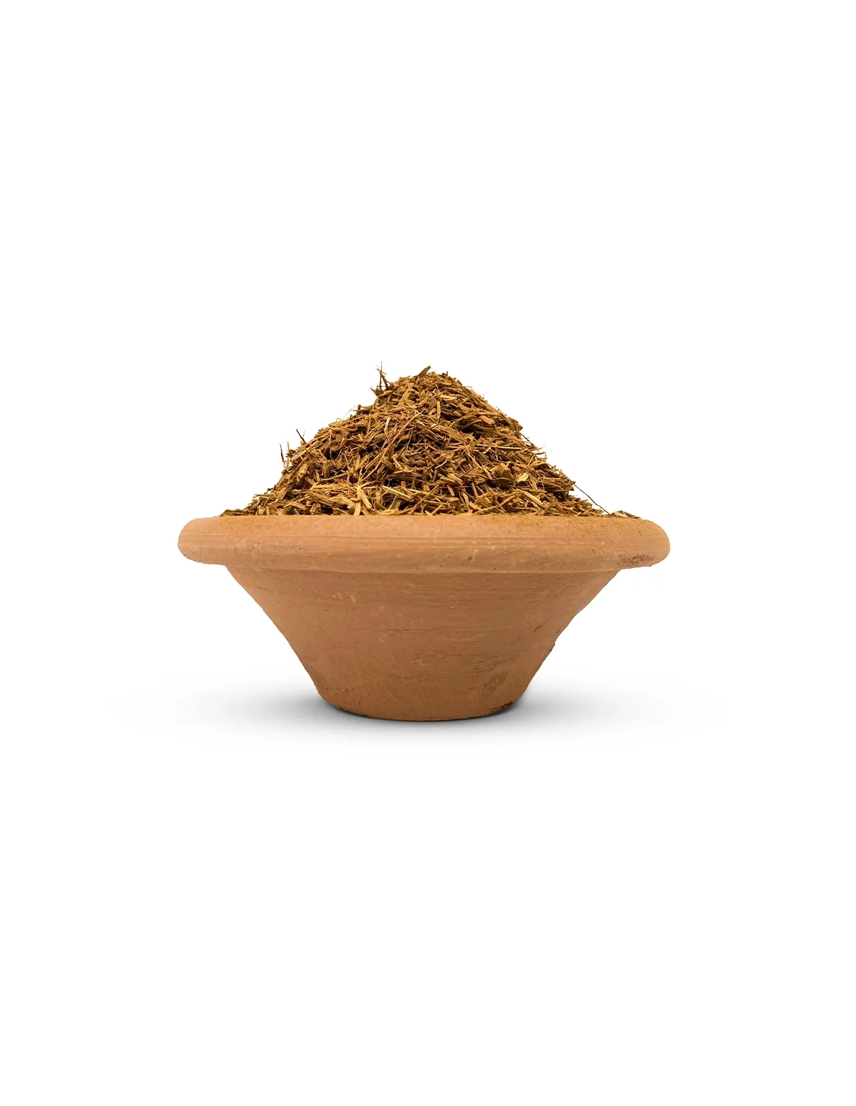Liane Cielo (Banisteriopsis caapi) – broyée, Pérou – liane broyée dans un bol en terre cuite