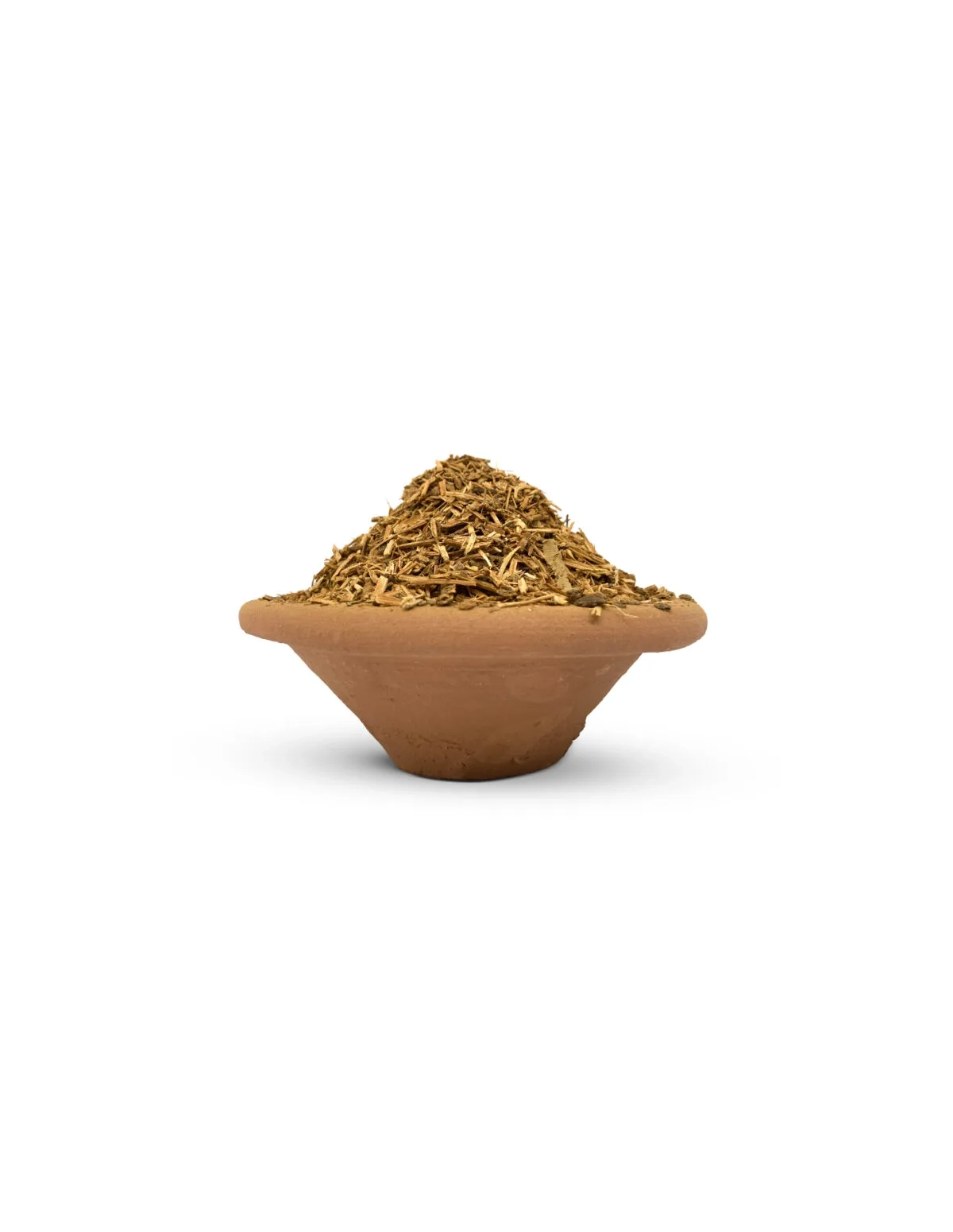 Ayahuasca rouge (Banisteriopsis muricata) – liane broyée, Napo, Pérou – liane broyée dans un bol