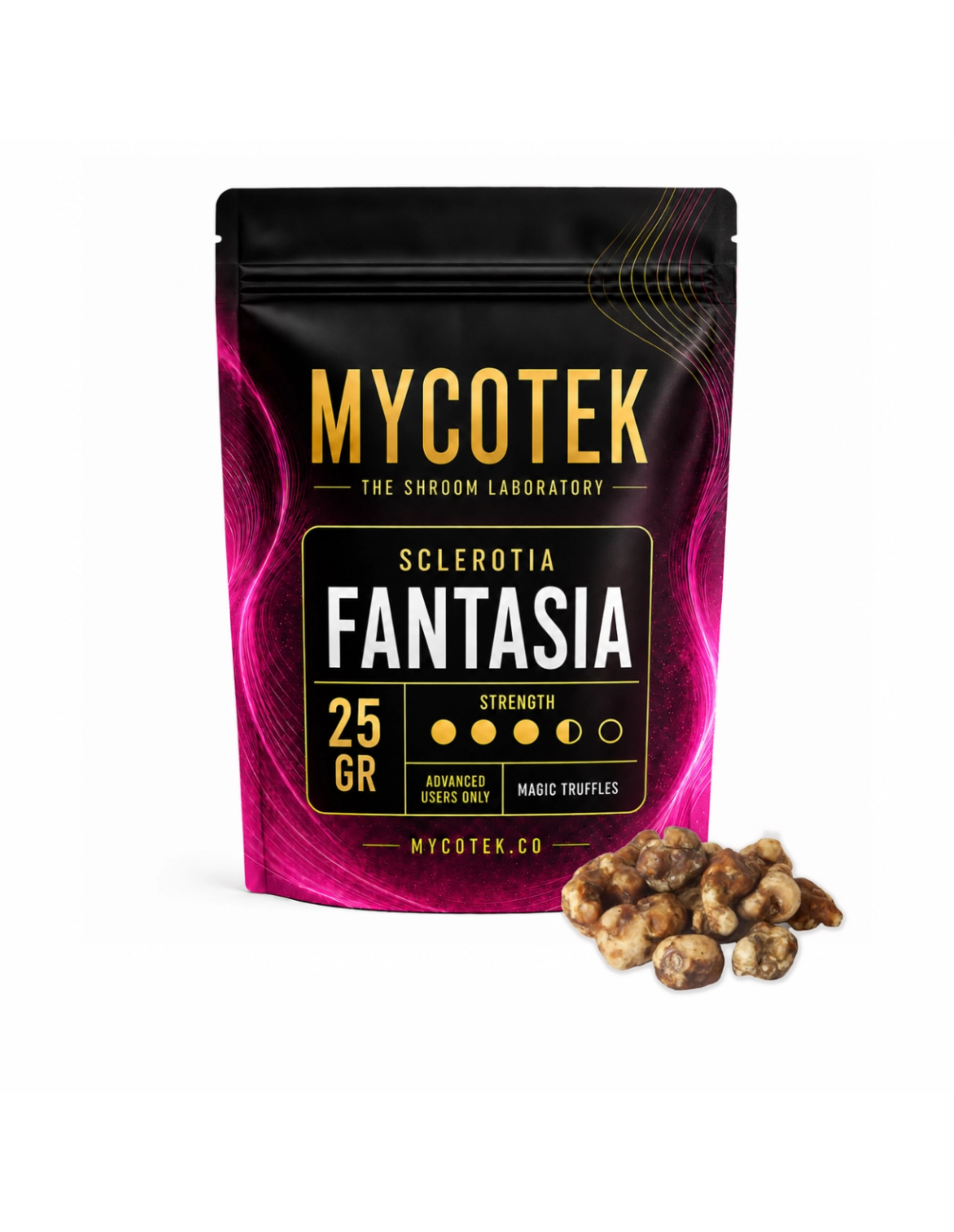 Truffes magiques Psilocybe Fantasia – Mycotek – sachet de 25 g et truffes