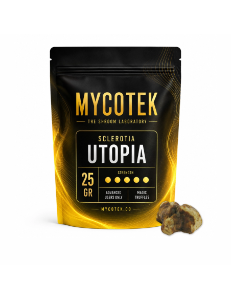 Truffes magiques Psilocybe Utopia – Mycotek – sachet de 25 g et quelques truffes