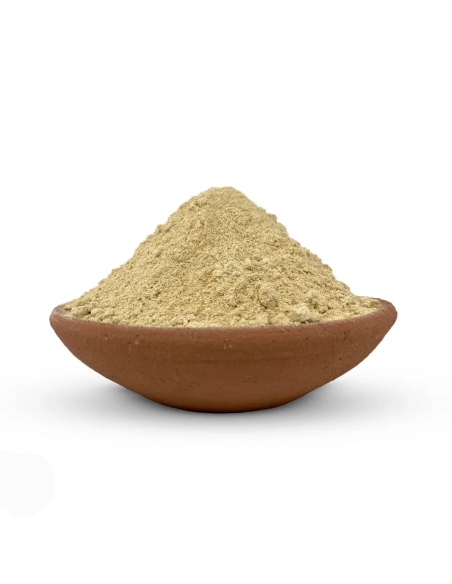 Racine de rêve africaine (Silene capensis) – poudre, Afrique du Sud – poudre dans un bol en terre cuite