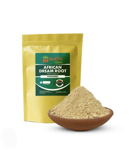 Racine de rêve africaine (Silene capensis) – poudre, Afrique du Sud – sachet Maya Herbs et bol
