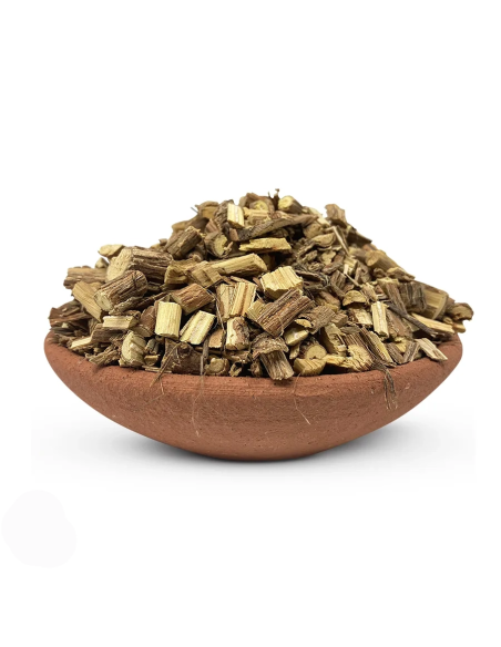 Ubhubhubhu – Helinus integrifolius – morceaux de bois coupé dans une coupelle en terre cuite