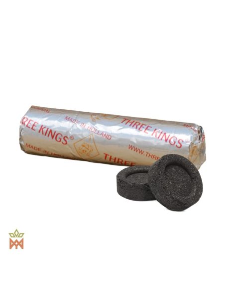 Disques de charbon Three Kings 33 mm – rouleau argenté imprimé de la marque et deux disques