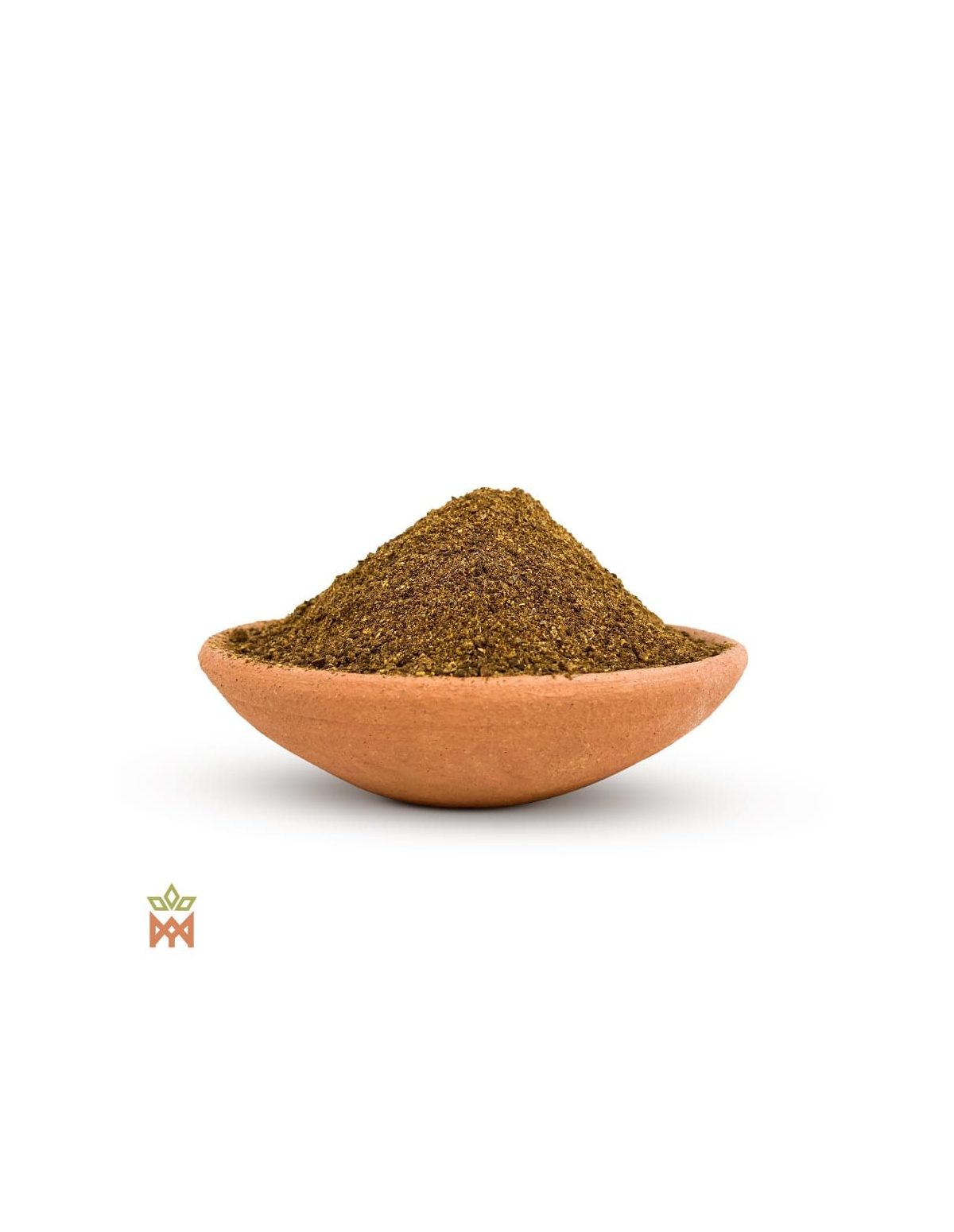 Rue de Syrie du Pakistan – Graines en poudre, Peganum harmala – graines moulues dans un bol en terre cuite