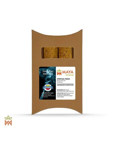 Barres d’encens palo santo et caapi d’Équateur – boîte kraft à fenêtre, étiquette Maya Incense