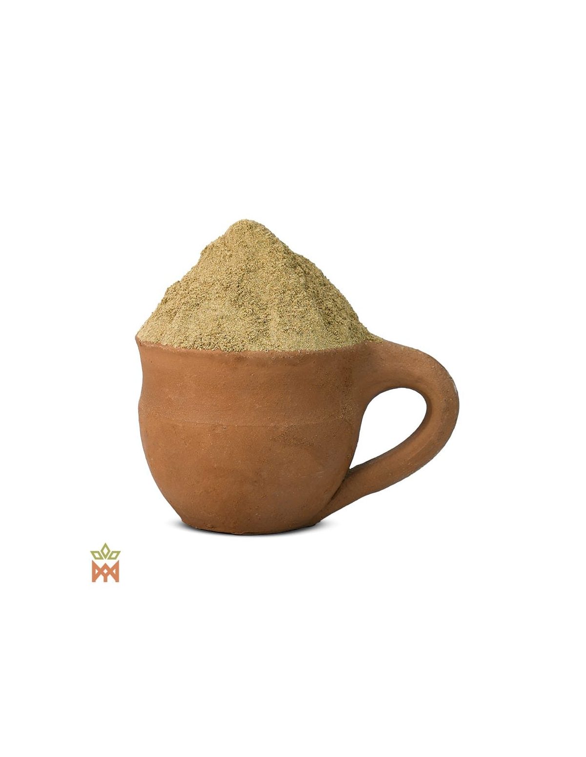 Fuerza Virilis – poudre beige verdâtre dans une tasse en terre cuite