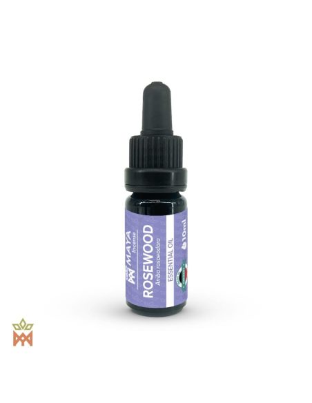 Bois de rose d’Allemagne – huile essentielle 10 ml, Aniba rosaeodora – flacon compte-gouttes Maya Incense, étiquette Rosewood