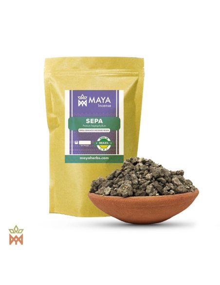 Breu Branco du Brésil – Résine d’encens de sève, Protium heptaphyllum – sachet étiqueté sepa et bol de granules de résine