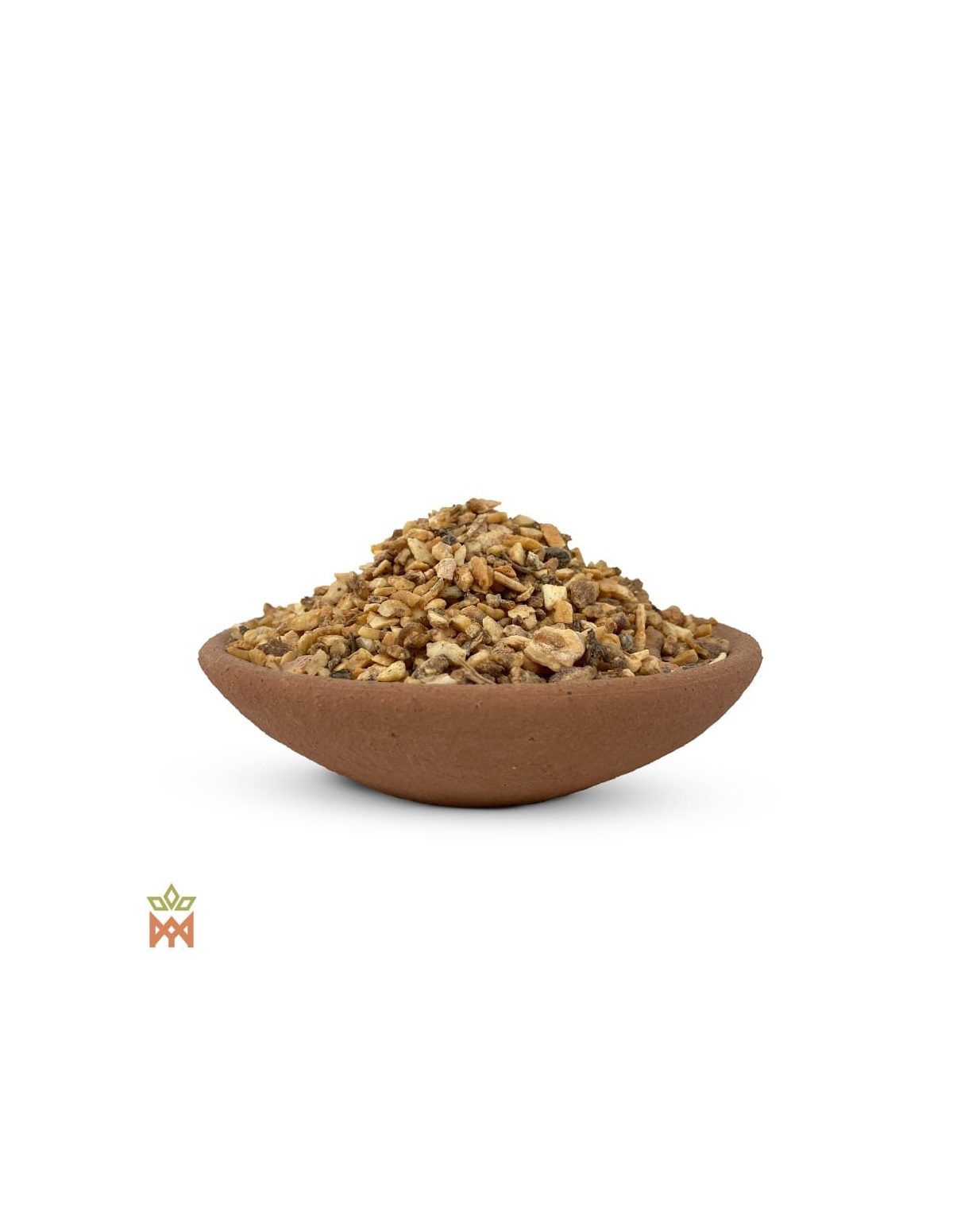Benjoin de Sumatra – Résine d’encens, Styrax benzoin – petits morceaux de benjoin bruns dans un bol en terre cuite, détail