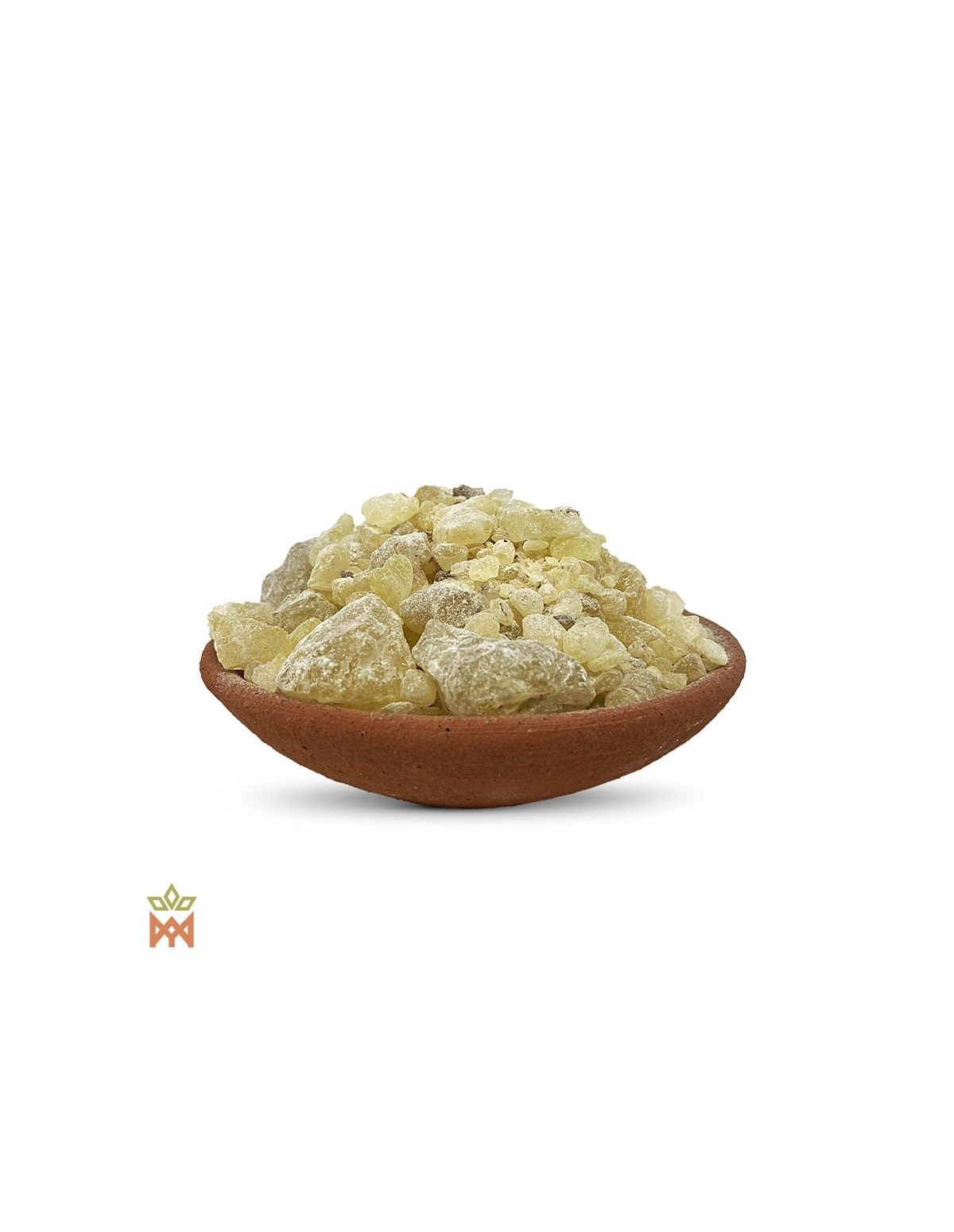 Copal blanc du Mexique – Résine de sève, Bursera jorullense – morceaux de copal jaune pâle laiteux dans un bol en terre cuite