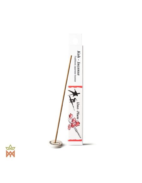 Koh Shoyeido du Japon – Bâtons d’encens Moku ou Kusa – boîte Koh et un bâton sur un support rond