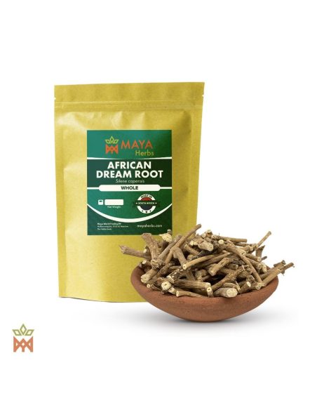 Racine des rêves (Silene capensis) – sachet Maya Herbs et coupelle de racines entières séchées