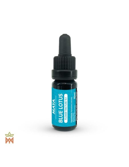 Teinture de fleurs de lotus bleu 15:1 (Nymphaea caerulea) – flacon compte-gouttes Maya de 10 ml, étiquette turquoise