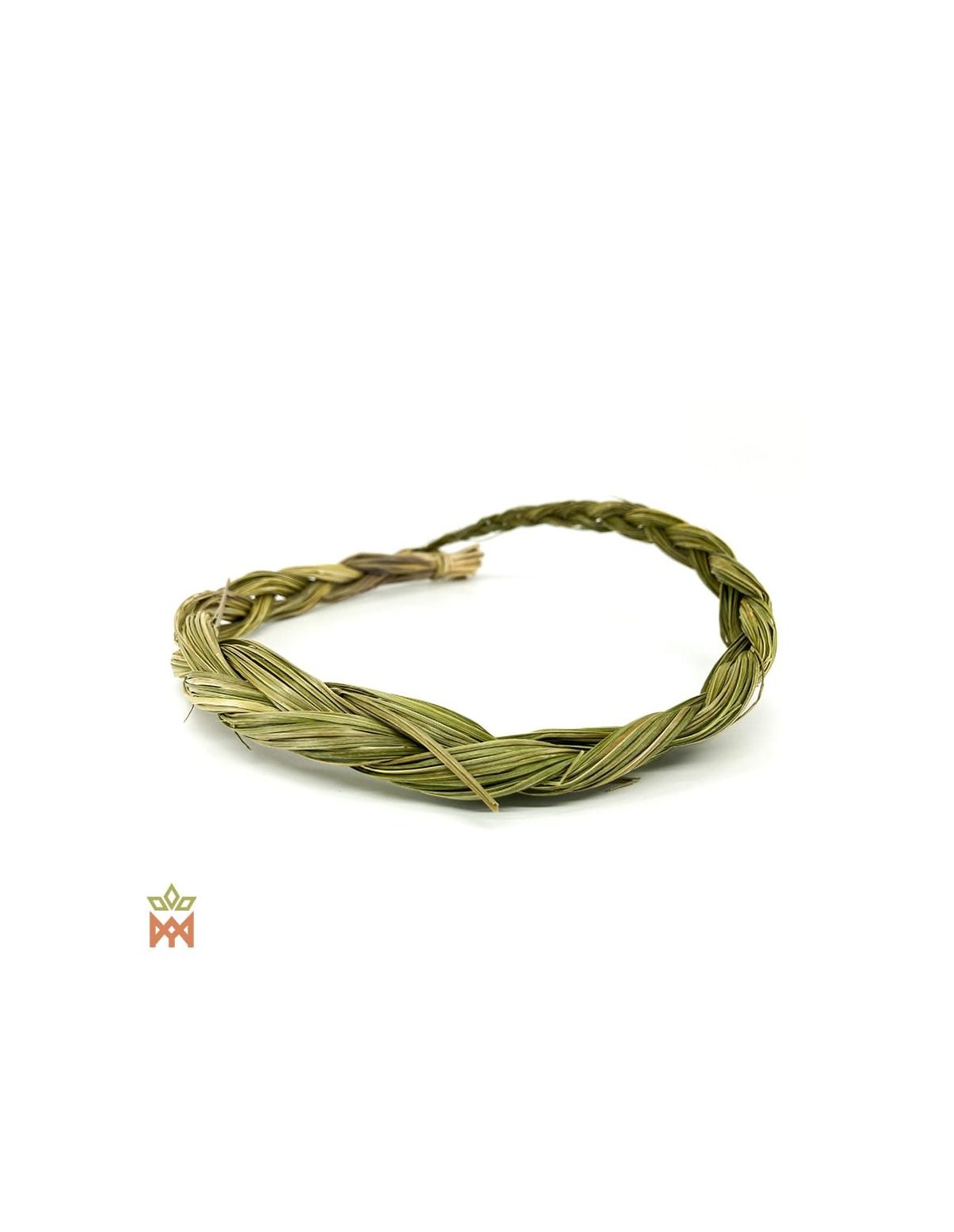 Foin d’odeur américain – tresse de feuilles posée en boucle, vue de profil