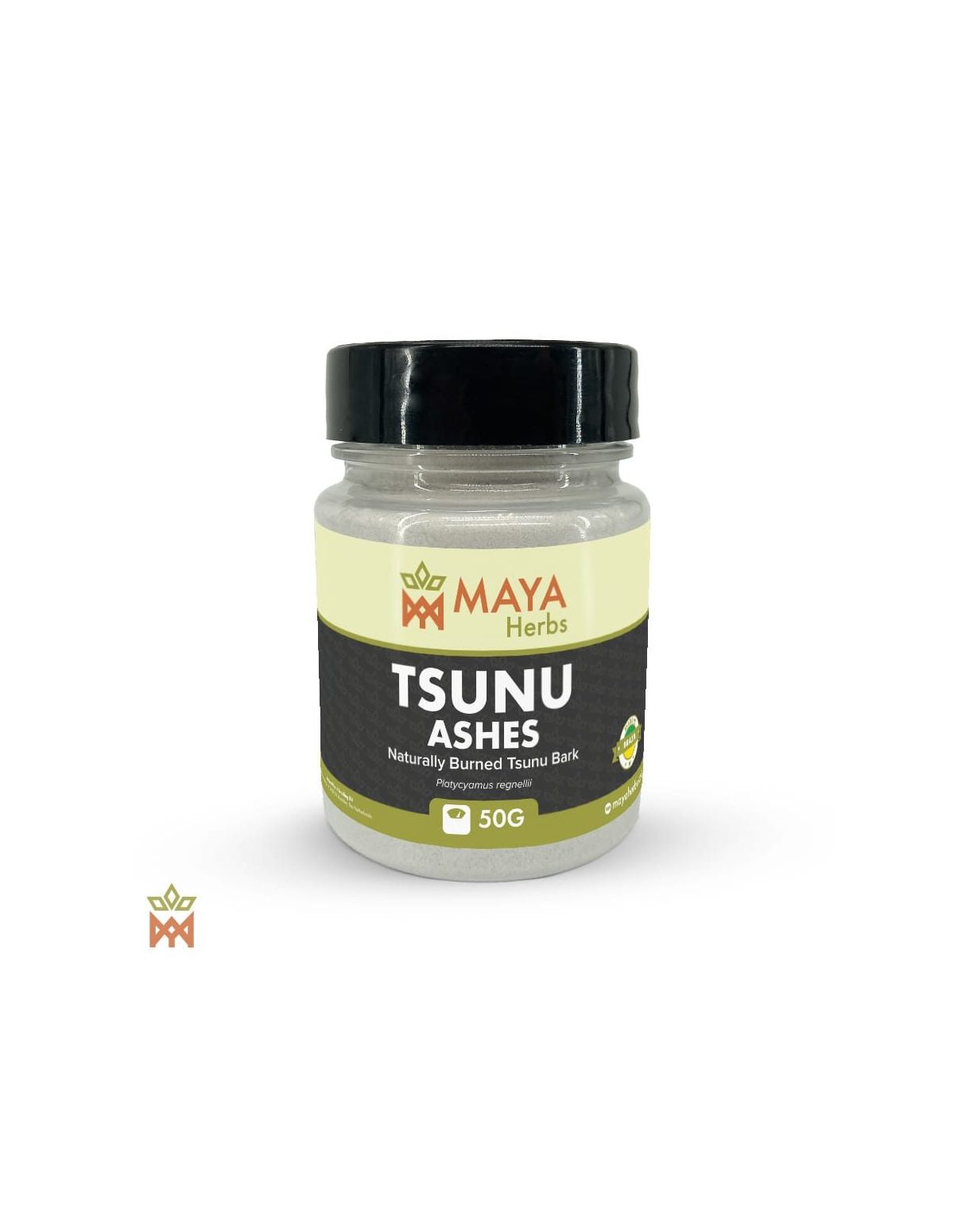 Tsunu Yawanawá du Brésil – Cendre d’écorce, Platycyamus regnellii – pot étiqueté, vue de face