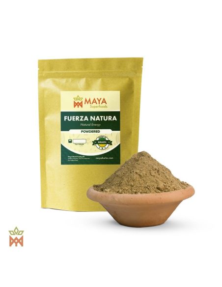 Fuerza Natura – sachet Maya Superfoods et mélange en poudre dans un bol en terre cuite