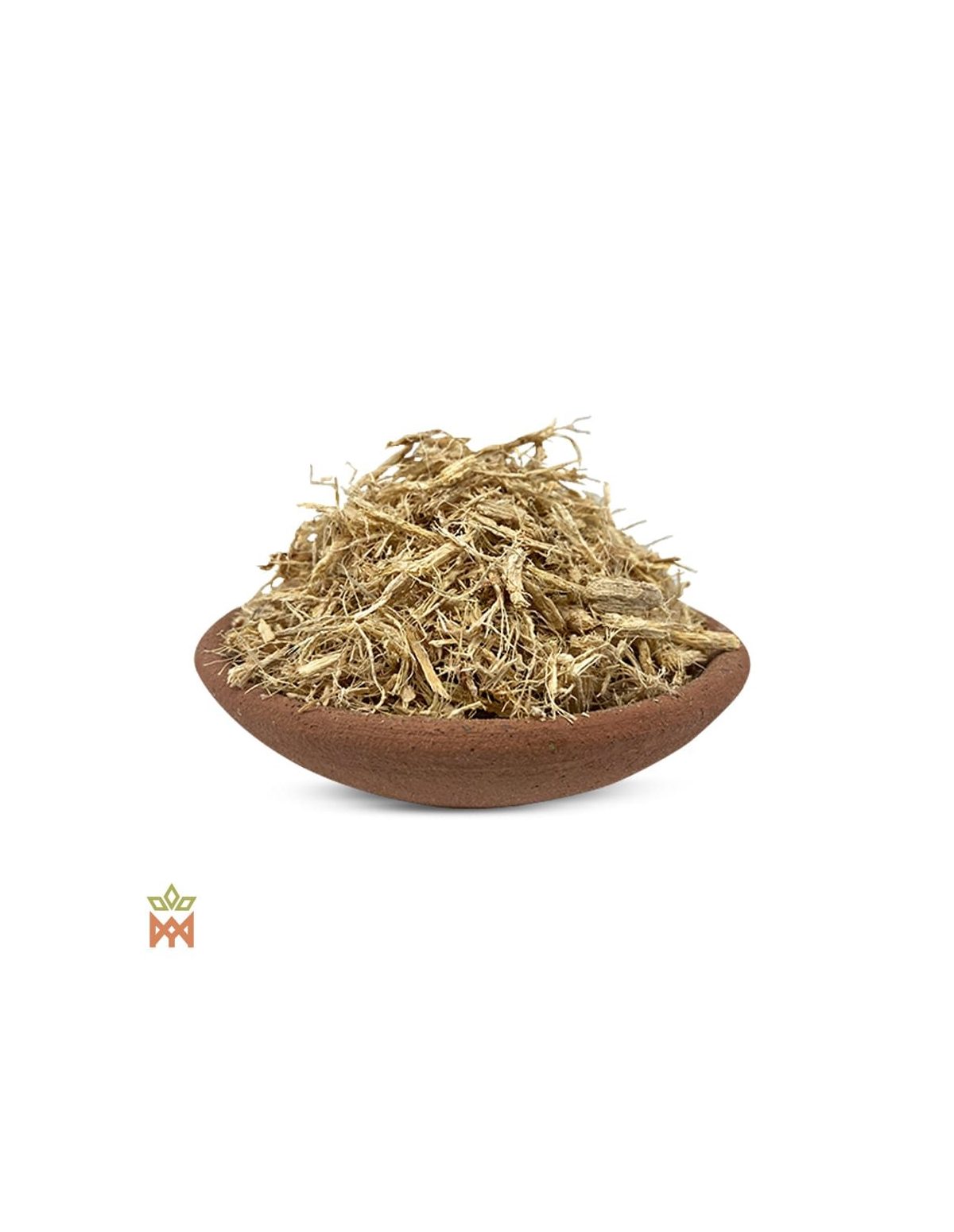Écorce de mulungu effilochée (Erythrina mulungu) – fibres d’écorce dans une coupelle en terre cuite