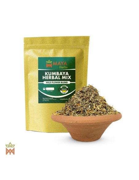 Kumbaya aux fleurs sauvages – sachet Maya Herbs et mélange de fleurs dans un bol en terre cuite