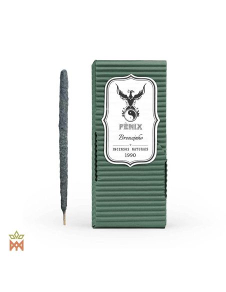Encens Fenix Breuzinho au copal gris – 20 bâtonnets du Brésil – boîte verte étiquetée et un bâtonnet
