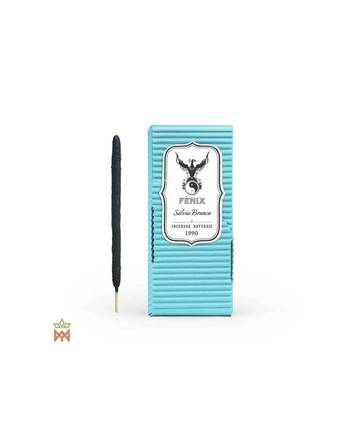 Encens Fenix à la sauge blanche du Brésil – boîte turquoise « Sálvia Branca » et un bâton