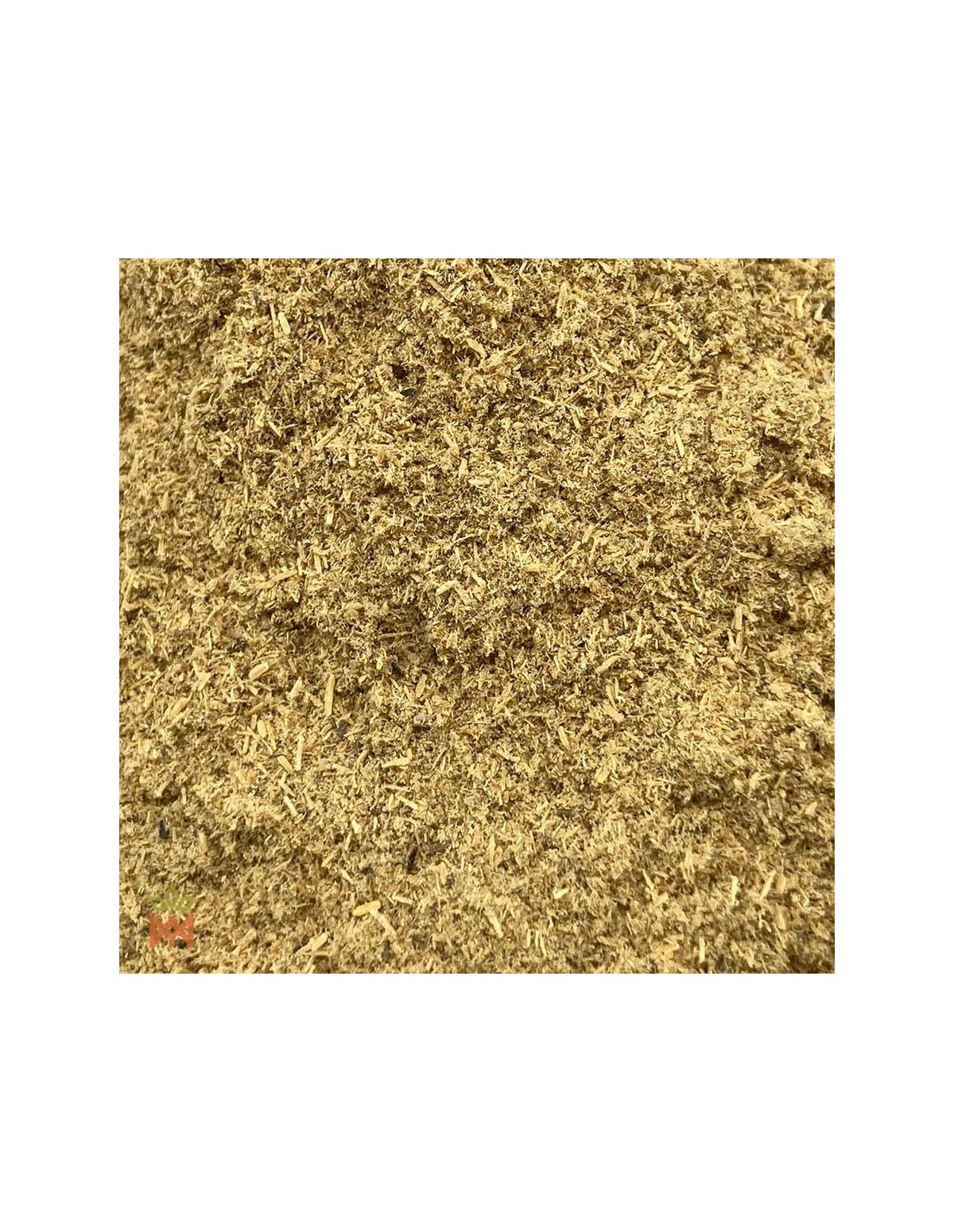 Muira puama du Brésil, feuille en poudre (Ptychopetalum olacoides) – gros plan sur la poudre