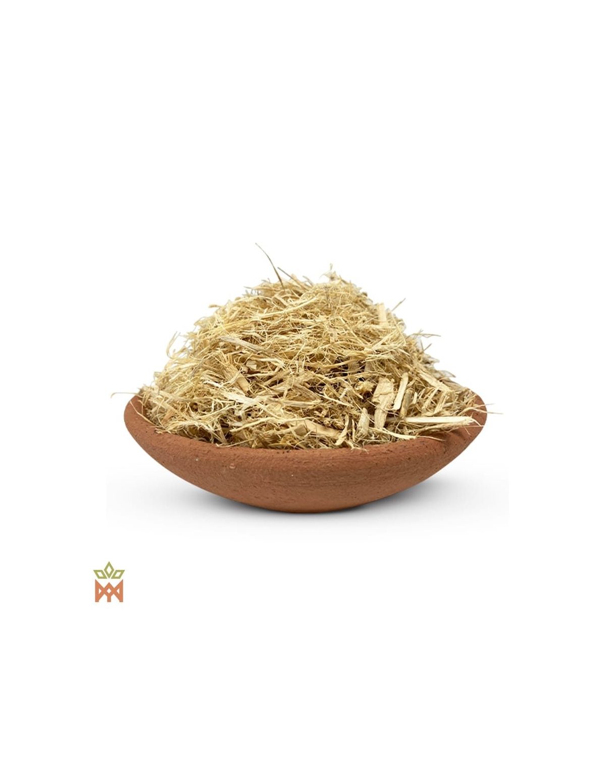Ajo sacha du Pérou (Mansoa alliacea) – fibres de bois effilochées dans un bol en terre cuite