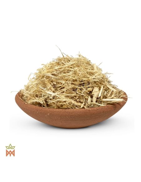 Ajo sacha du Pérou (Mansoa alliacea) – fibres de bois effilochées dans un bol en terre cuite