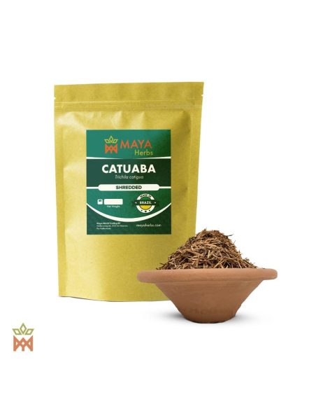 Catuaba du Brésil – Écorce effilochée, Trichilia catigua – sachet et coupelle d’écorce effilochée