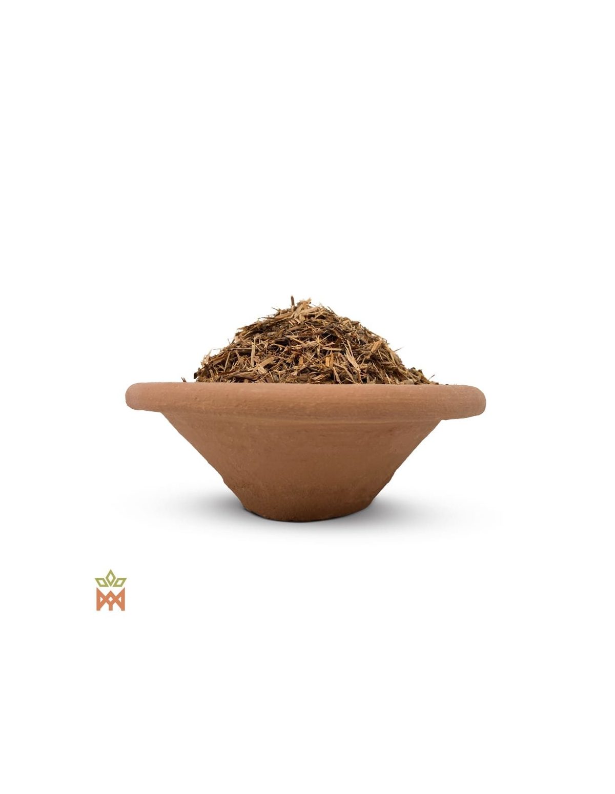 Catuaba du Brésil – Écorce effilochée, Trichilia catigua – écorce effilochée dans une coupelle en terre cuite